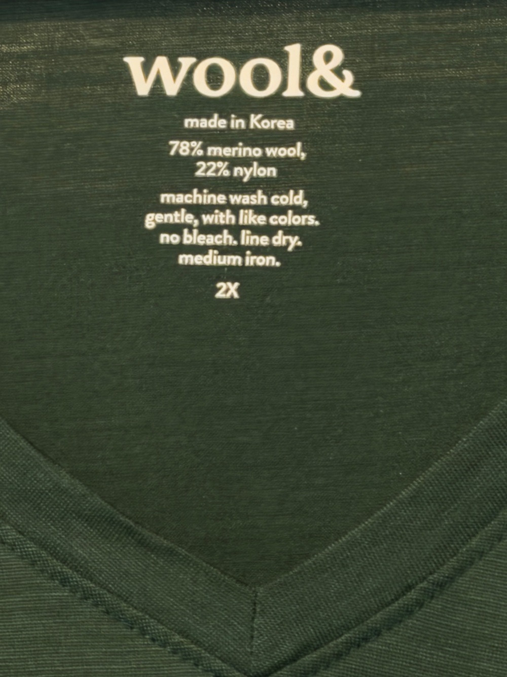Wool& Morgan Merino Wool T-Shirt - Emerald 2X - Picture 3 of 5